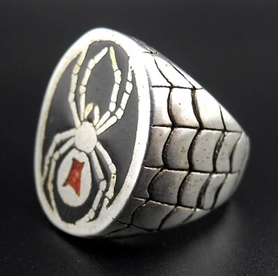 Spider Ring Vintage Biker MC / Heavy Metal NEW Made In USA Black Widow Web G&S - Image 1 of 4