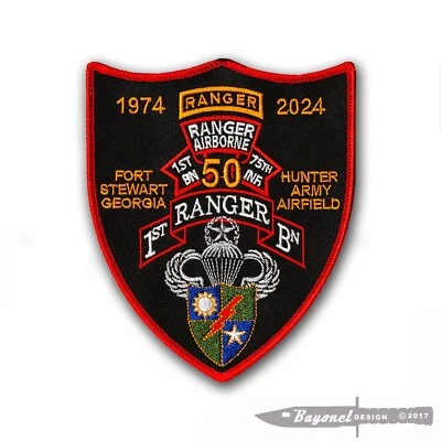US Army Ranger - 1st Battalion, 75th Infantry Reg - 50 Year Anniv patch with Wax - Image 1 of 2