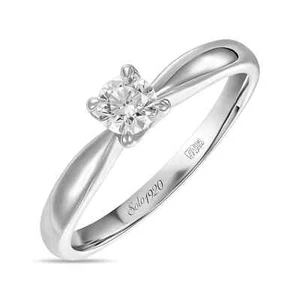 0.29 CT 14K White Gold Round Cut Lab Grown Diamond Ring Solitaire Wedding Ring - Picture 1 of 3