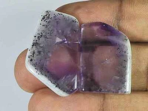 AAA Natural Trapiche Ametista 2pz Fetta Fantasia Pietra Preziosa Sciolta 47Ct... - Foto 1 di 9