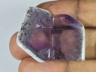 AAA Natural Trapiche Ametista 2pz Fetta Fantasia Pietra Preziosa Sciolta 47Ct... - Immagine 1 di 4