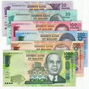 JUEGO DE 6 Kwacha Malawi 20 50 100 200 500 1000 PIEZAS 2014-2016 P-60 63 64 65 66 67 UNC - Imagen 1 de 7