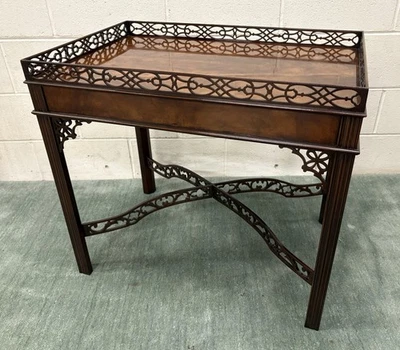 Baker Furniture Collector’s Edition Georgian Mahogany Tea Table Fretwork; Mint - Image 1 of 4