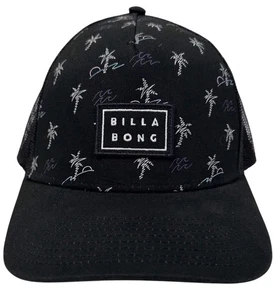 Billabong Patch Logo Palm Tree Classic Wave Black Trucker Style Snapback - Picture 1 of 6