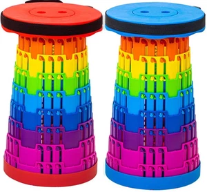 Rainbow Camping Stool Retractable Seat Outdoor Camping Stool For Hiking Fishing - Picture 1 of 11