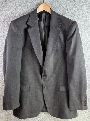 Circle S Blazer Men’s 42L Black Western Sport Coat Wool Cowboy Yoke Lined Jacket - Image 1 of 4