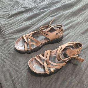 Keen Sandalen Damen offene Zehenpartie Riemchen flache Schnalle Freizeit braun Leder - Bild 1 von 6