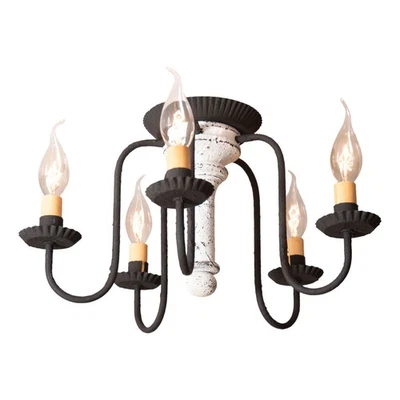 Irvin's Country Tinware Berkshire Ceiling Light in Vintage White - Image 1 of 3