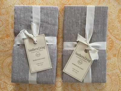 Southern Living Heirloom Linen Euro Shams 26" x 26" Gray - Set of Two - Image 1 of 4