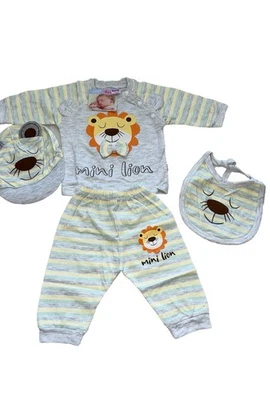 🍼 Conjuntos de atuendo para bebé (4 piezas) - Mini león | Ropa para recién nacido Foto 1 de 2