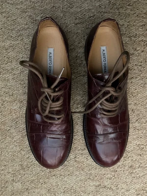 Alberto Fermani Mujer Cuero Cordones Zapatos de Corte Borgoña Talla 37 UK Foto 1 de 4