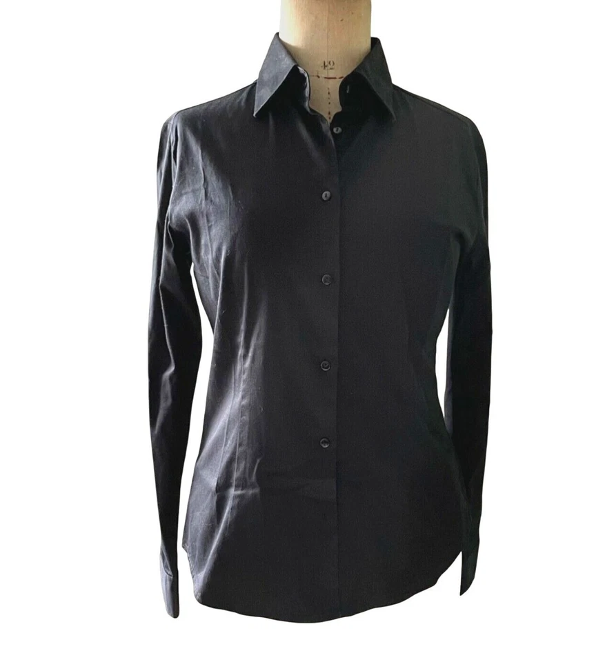 Blusa Top Naracamicie Botón Abajo Elástica Negra Cuello en V EE. UU. Talla 3 Italia Foto 1 de 4