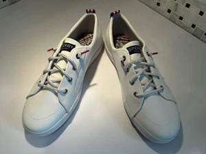 Women’s Sperry Shoes 6M Top Sider Crest Vibe White Leather Upper Sneaker Loafer - Picture 1 of 11