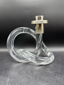 Dorothy Thorpe Lucite Chrome Pretzel Candle Holder Vintage MCM - Picture 1 of 22