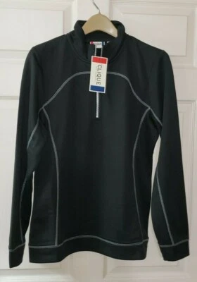 Nuevo con etiquetas Pullover Clique 1/4 Cremallera Negro Unisex Con Costuras Blancas Top Talla L Foto 1 de 4