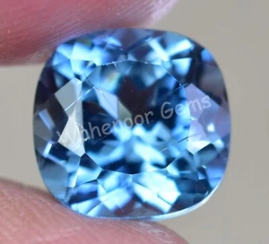 5.70 Ct Natural Swiss Blue Topaz Cushion Flawless CERTIFIED Loose Gemstone - Picture 1 of 8
