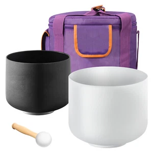 2PCS Crystal Singing Bowls 8" and 10" A & F Note Singing Bowls with Carrying Bag - Picture 1 of 12