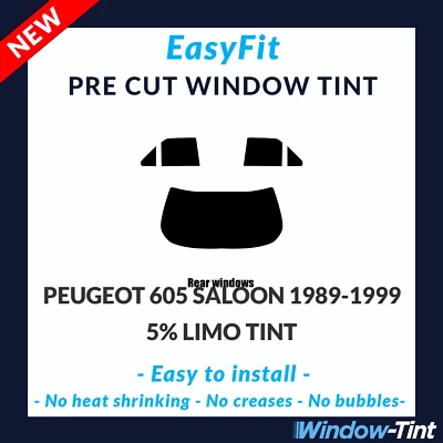 EasyFit Static Pre Cut Window Tint For Peugeot 605 4-door 89-99 - 5% Limo Rear - Image 1 of 3
