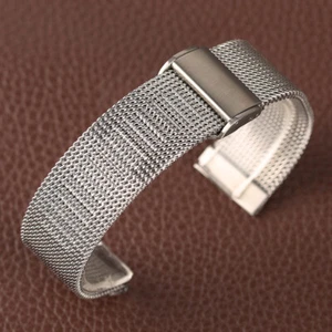 Correa brazalete de malla de acero inoxidable negro/plateado/oro rosa de 18/20/22 mm - Imagen 1 de 14