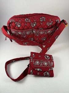 Vera Bradley Red Bandana Crossbody Shoulder Bag Zip Purse & Wallet - Picture 1 of 12
