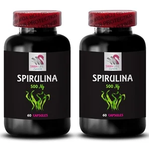 Vegan greens supplement - SPIRULINA - Raw superfood blend 2 Bottless 120 Capsule - Picture 1 of 7