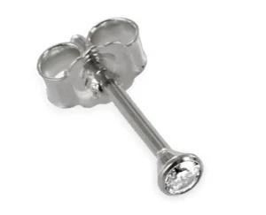 💎 585 ECHT WEIßGOLD 💎 Kleiner Diamant Brillant Herren Single-Ohrstecker 2 mm Ø - Bild 1 von 9