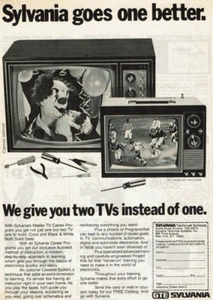 1974 Vintage Print Ad GTE Sylvania Master TV Career Program Solid State Color BW - Picture 1 of 4