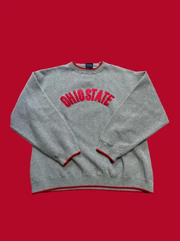 Ohio State Buckeyes Spell Out Embroidered VTG Gray Sweatshirt XL Cover