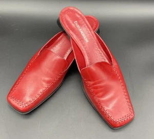 Enzo Angolini Red Leather Mules Slides Womens Sz 9M Very Good Used Condition Y2K - Picture 1 of 14
