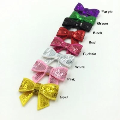 50pcs/lot 8colors 5cm DIY Shiny Sequin Bows Knot Without Clips Hair Bows - Image 1 of 4