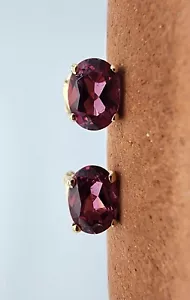 14k .585 Gold Pink Tourmaline Oval Solitaire Stud Post Earrings Au 2494 - Picture 1 of 11