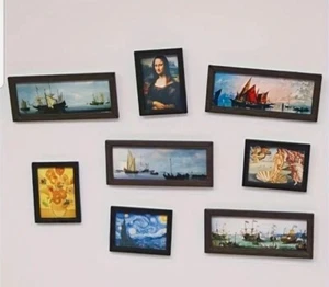 8Pcs 1:12 Dollhouse Miniature Oil Painting Wall Picture Scene Christmas Gift Set - Picture 1 of 3