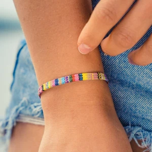 Colourful Boho Fabric Handmade Braided Bracelet x 1 - Picture 1 of 1