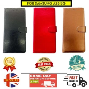 For Samsung Galaxy A26 5G Flip Book Wallet Case Cover + 2.5D Tempered Glass - Picture 1 of 17