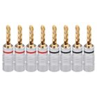 8 Pcs Gold Plated Copper BFA 4mm Banana Plug Adapter Wire Speaker Connectors