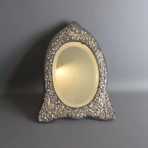 Antique Sterling Silver Oval Dressing Table Mirror 1900s MADE IN UK - Picture 1 of 8