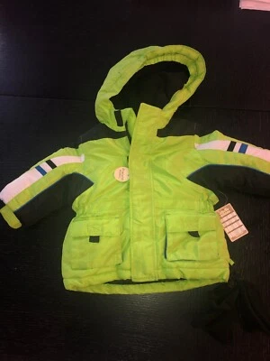 New Boys 12 Months Winter Jacket Snow Ski Jacket Arizona Neon Lime Green Mittens - Image 1 of 4