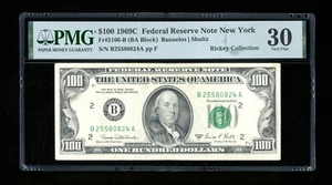 DBR 1969-C $100 FRN New York Gem Fr. 2166-B PMG 30 Serial B25580824A - Picture 1 of 2