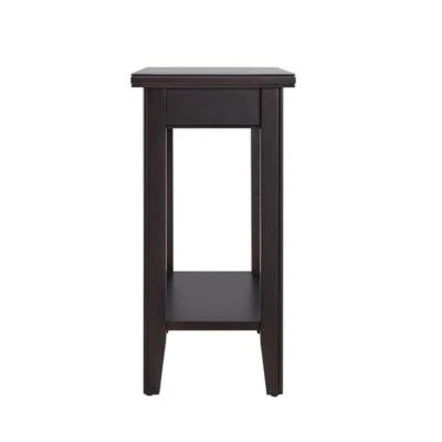 LEICK FURNITURE Leick Home 10505-BK Laurent Narrow Wood End Table with Shelf in Black