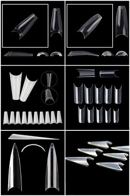 100 - 600x French Acrylic False Nail Tips Coffin Square Stiletto C Curve Tips - Image 1 of 4