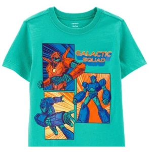 Carter's Boy’s Galactic Squad Jersey Tee Turquoise Teal Size 14 NWT 100% Cotton - Picture 1 of 4
