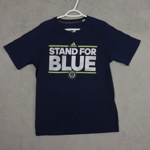 Adidas MLS Philadelphia Union t shirt adult large blue Ultimate Tee crew mens Cover