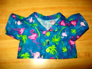 FLORIDA FLAMINGO FLAMINGOS PALM TREES BUTTON SHIRT for 15-16" CPK Cabbage Patch - Picture 1 of 2