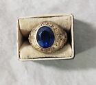 Vintage US United States Navy Ring 10k Gold on Sterling Silver Blue Stone Size 8