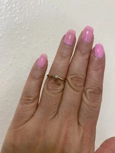 Vintage 10K Solid Yellow Gold Small Skinny Well-Made Diamond Ring Size 6.25 - Picture 1 of 21