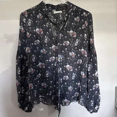 ULLA Johnson Silk Mimi Floral Tie Neck Blouse Women Size 2 - Image 1 of 4