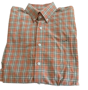 Southern Point Co Shirt Men M Orange Blue Plaid Cotton Dog Logo Long Sleeve - Picture 1 of 15