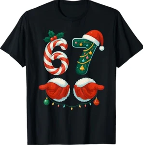 67 Natale 6 7 Meme Pigiama Holiday Gen Alpha Slang Maglietta - Foto 1 di 8