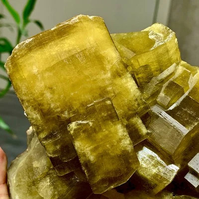 Cristal de barita cuboide dorado brillante de 6,13 lb basado en fluorita esférica púrpura Foto 1 de 4