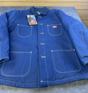 Dickies Herren Decke Gefüttert Chore Blau Denim Mantel Größe Large Neu Mit Etikett - Bild 1 von 11